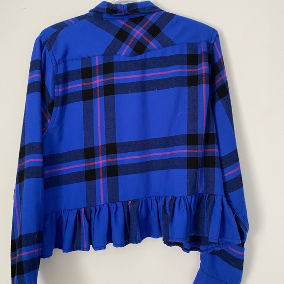 Blue and pink flannel cropped shirt - Picture 3 of 5